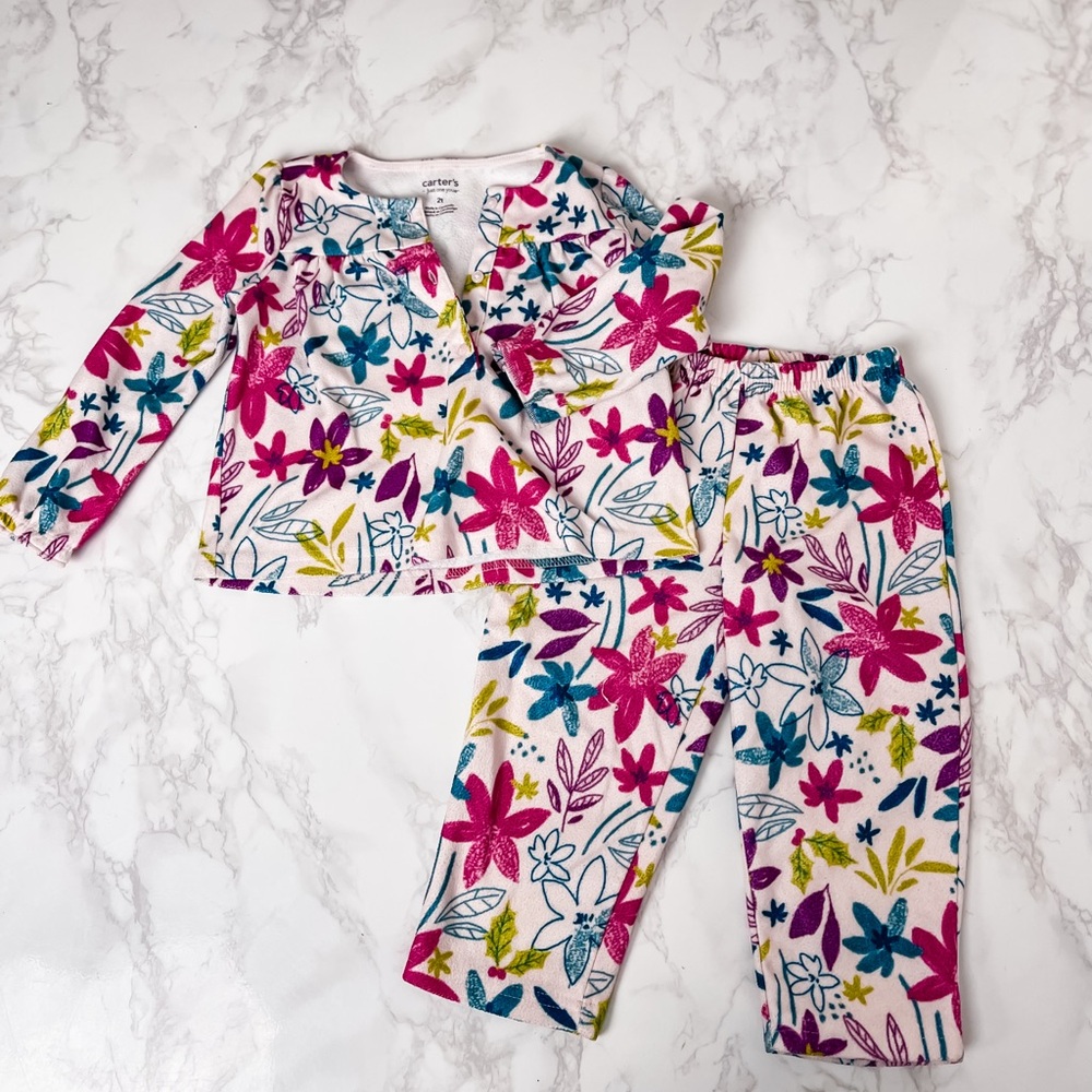Toddler Girl Floral Fleece Matching Set